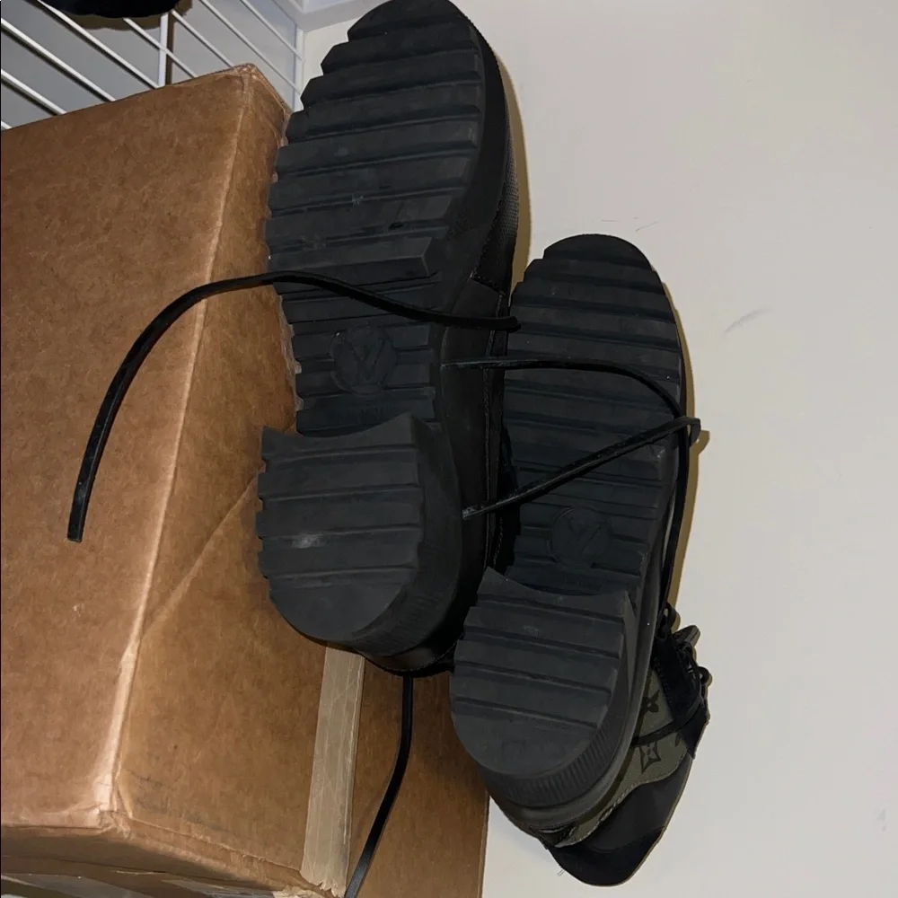 Louis Vuitton Black and Olive Combat Boots - Picture 6 of 7